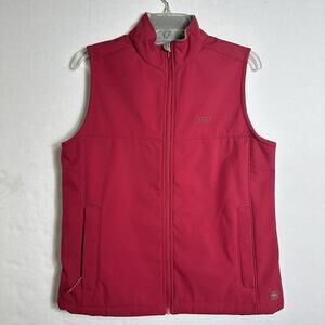 Audi Performance Soft Shell Vest Mens M Red Fleece Lined Zip Logo Wind Resistant